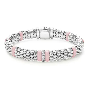 Pink Caviar Pink Single Station Diamond Caviar Bracelet | 9mm