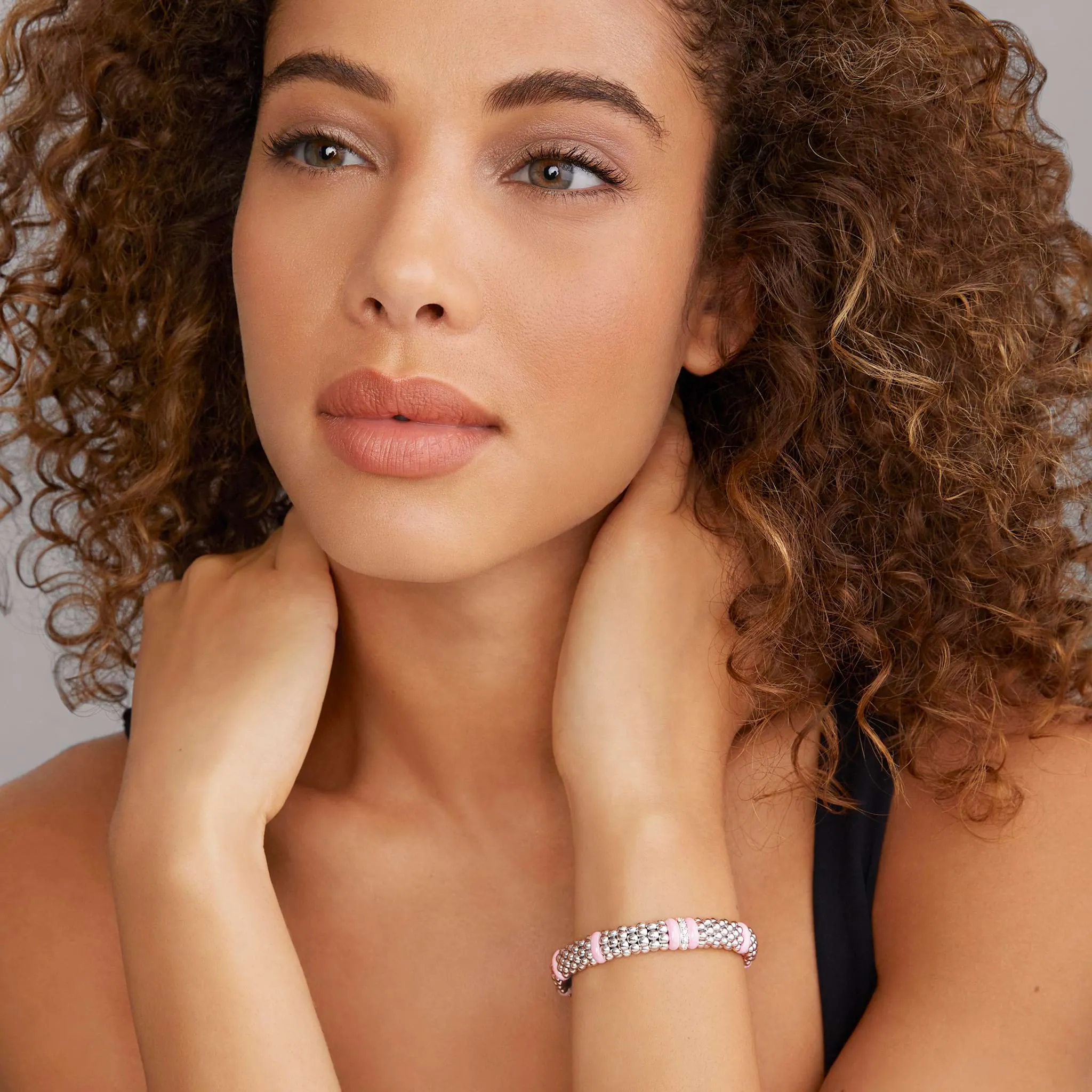 Pink Caviar Pink Single Station Diamond Caviar Bracelet | 9mm
