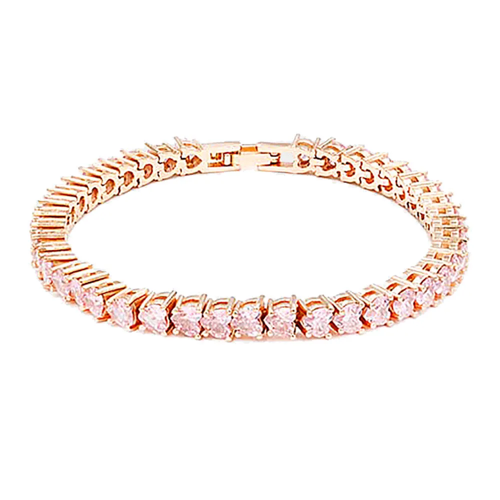 Pink Heart Tennis Bracelet