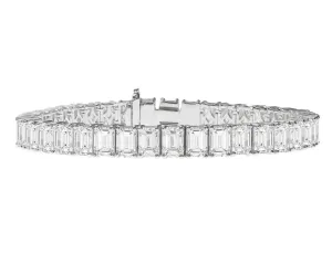 Platinum 28.05ctw Emerald Cut Diamond Block Bracelet