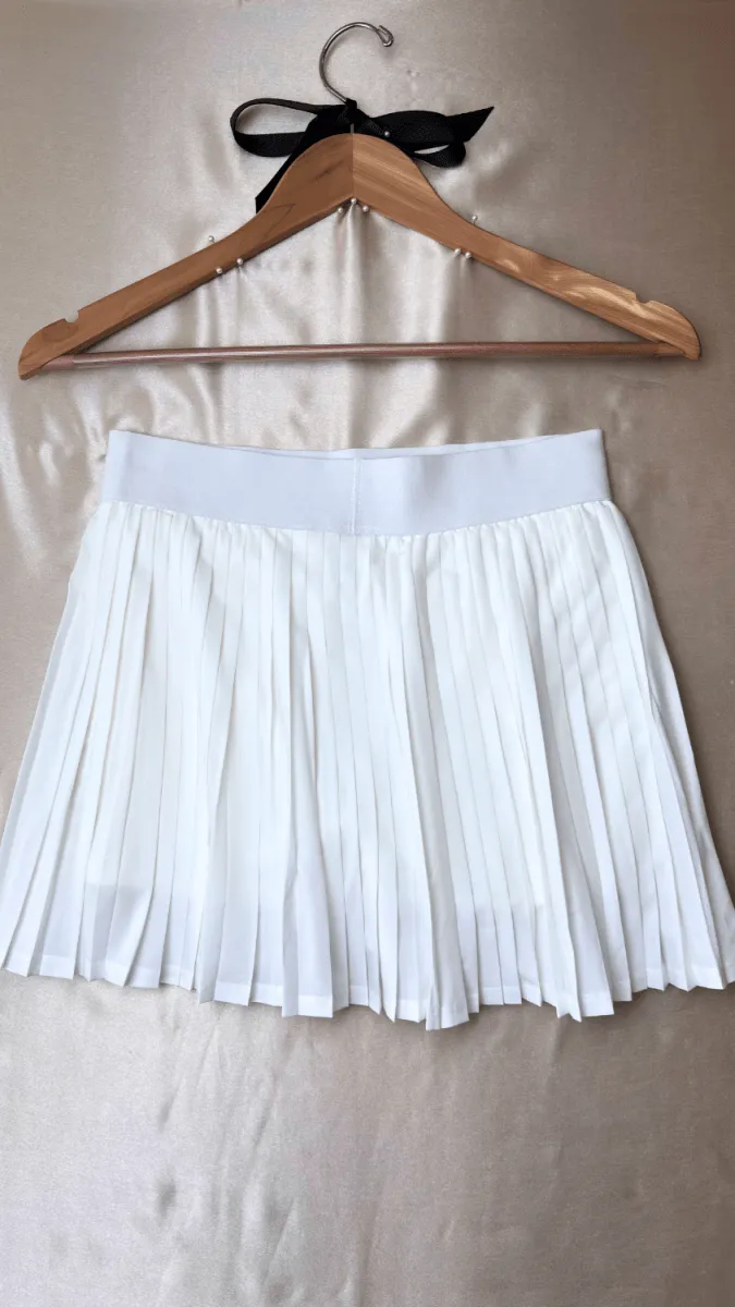 Pleated Athleisure White Skirt