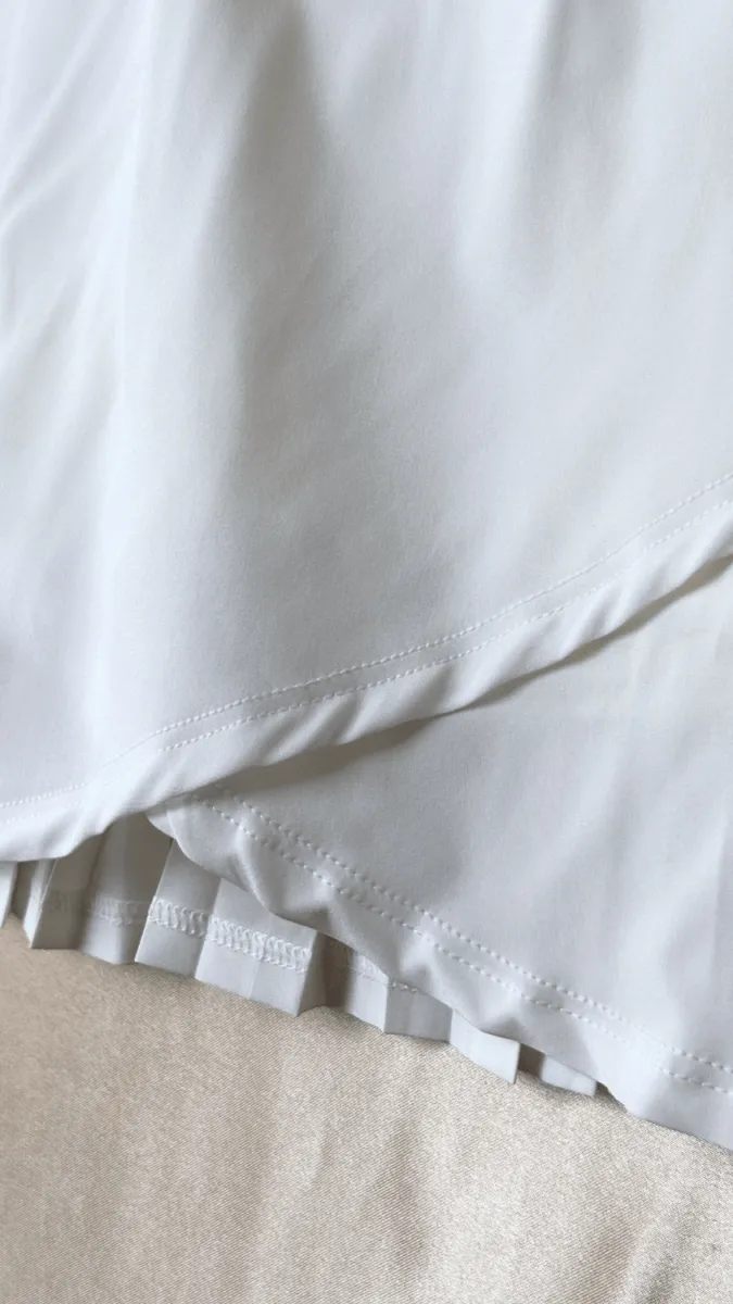 Pleated Athleisure White Skirt