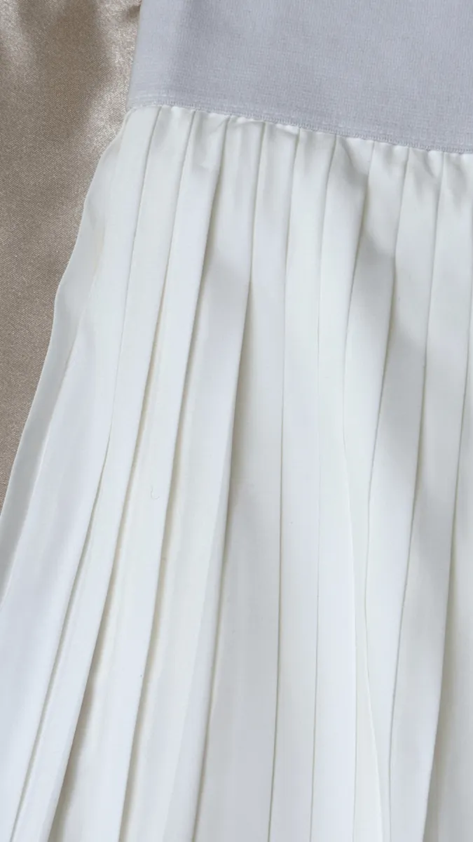 Pleated Athleisure White Skirt