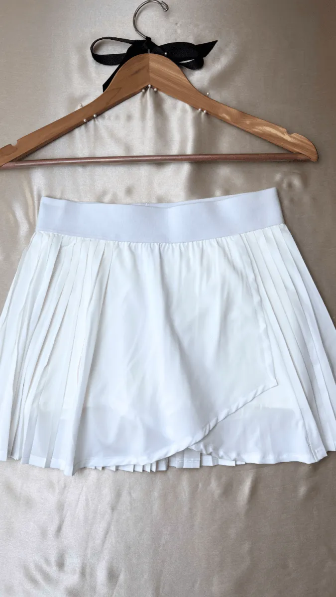 Pleated Athleisure White Skirt
