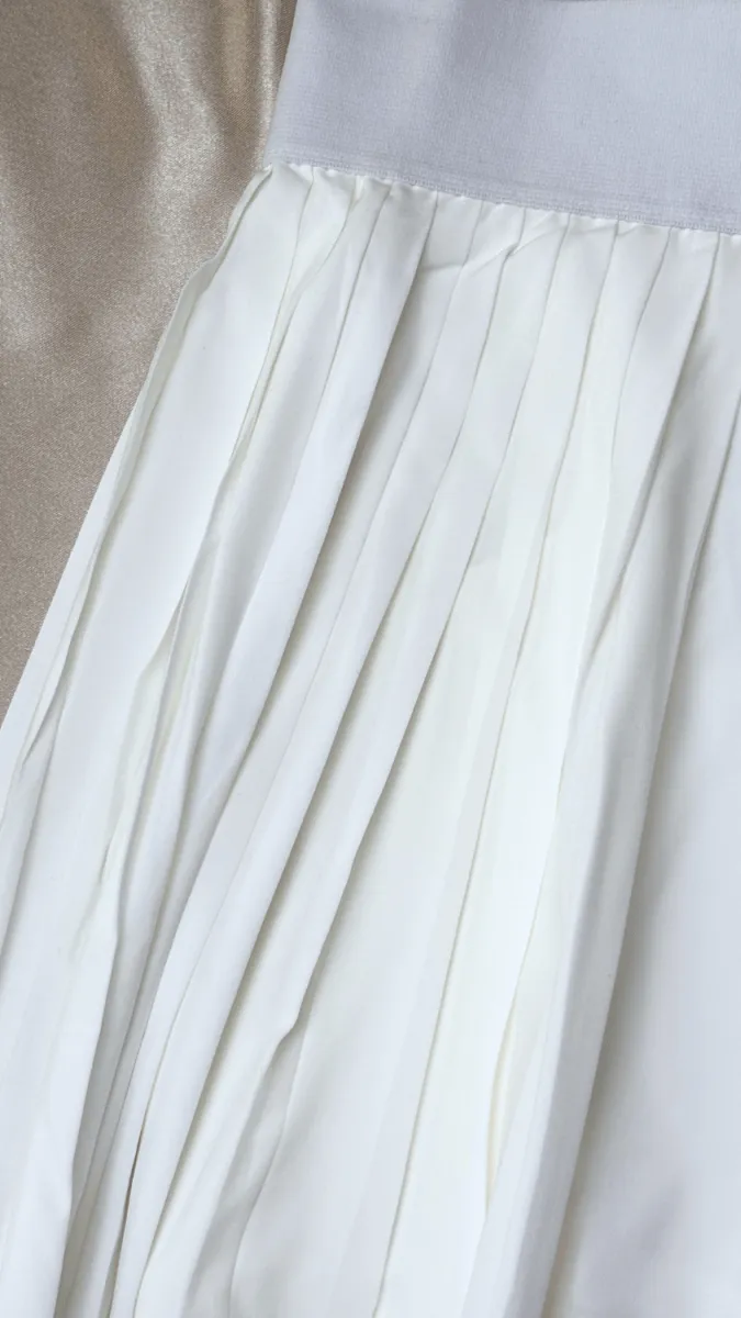Pleated Athleisure White Skirt