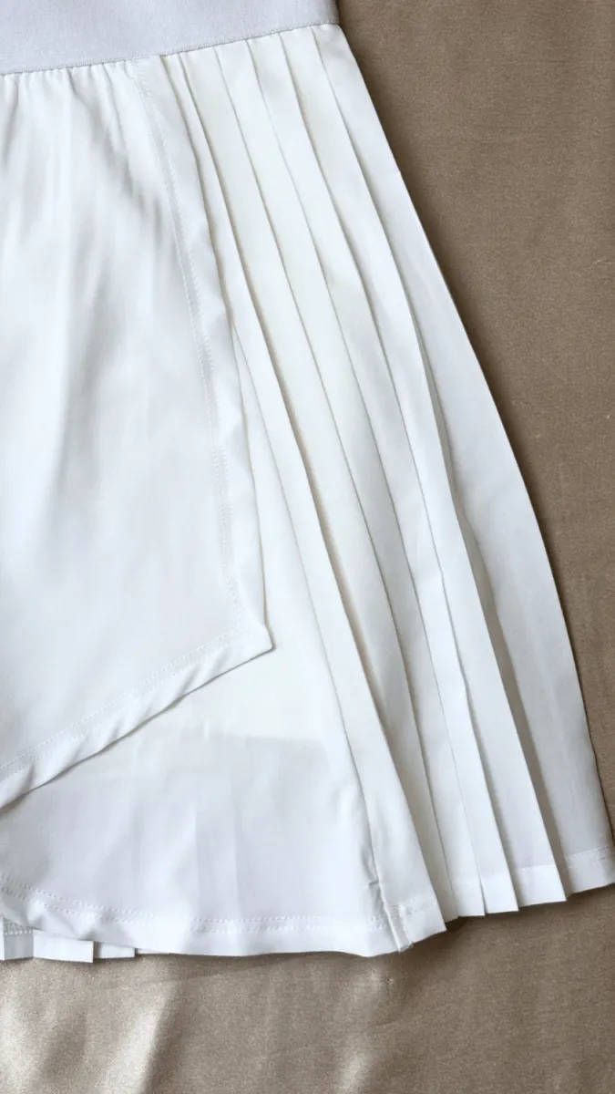 Pleated Athleisure White Skirt