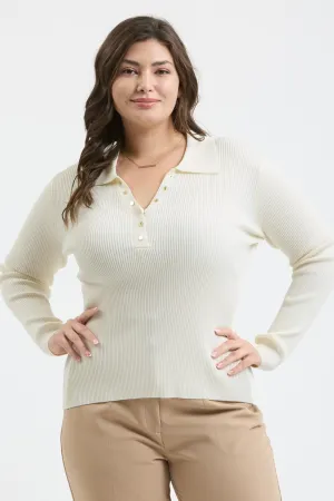 PLUS COLLARED GOLD SNAP BUTTON LONG SLEE