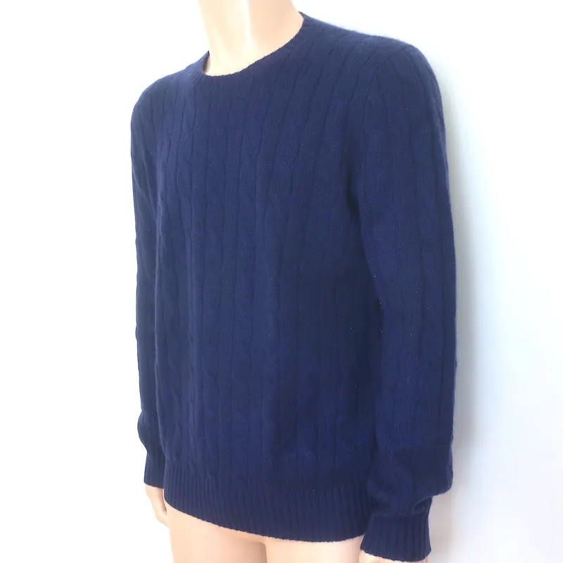 Polo Ralph Lauren The Iconic Cable Knit Cashmere Sweater Navy Size Large