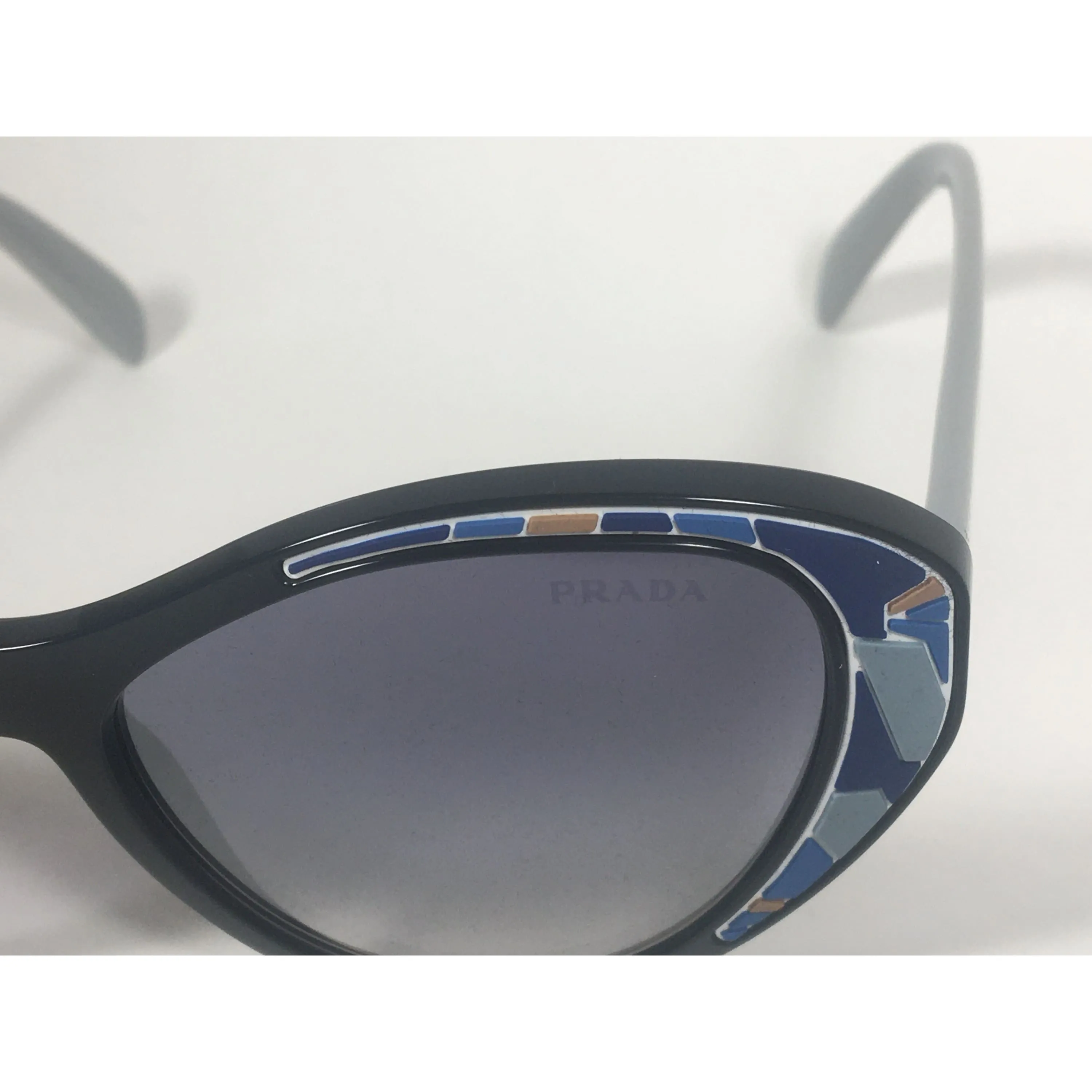 Prada Tapestry Sunglasses Gray Black Blue Gradient Lens SPR14U LDM-5R0