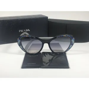 Prada Tapestry Sunglasses Gray Black Blue Gradient Lens SPR14U LDM-5R0