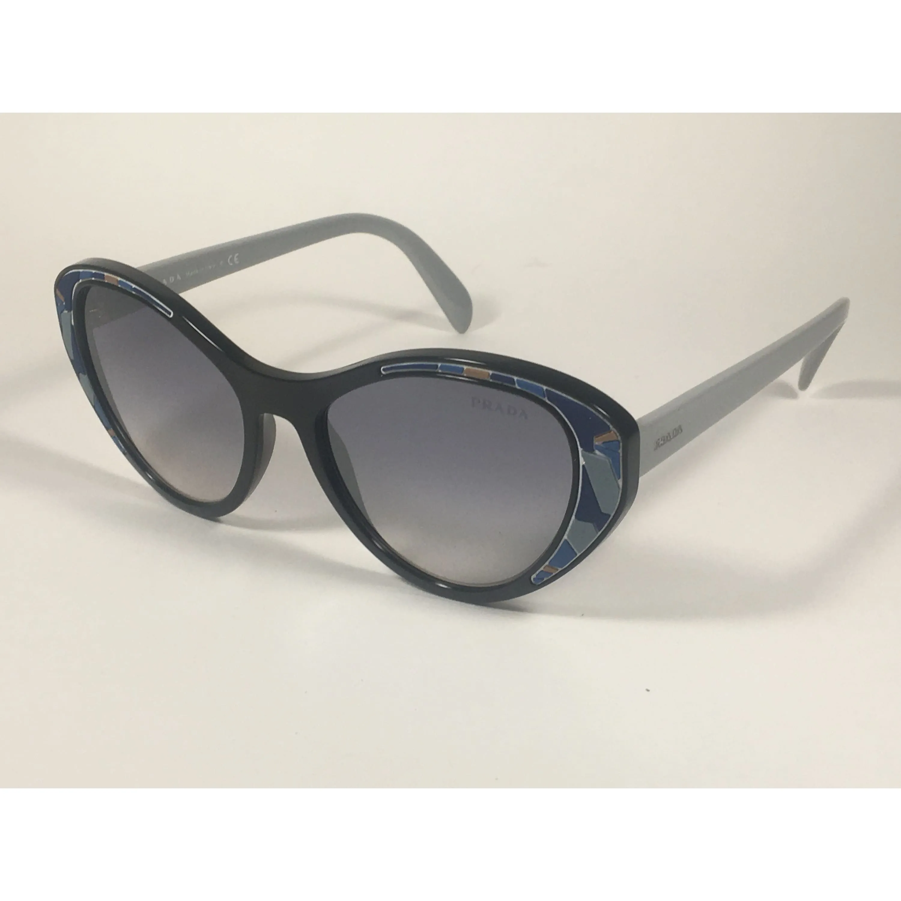 Prada Tapestry Sunglasses Gray Black Blue Gradient Lens SPR14U LDM-5R0