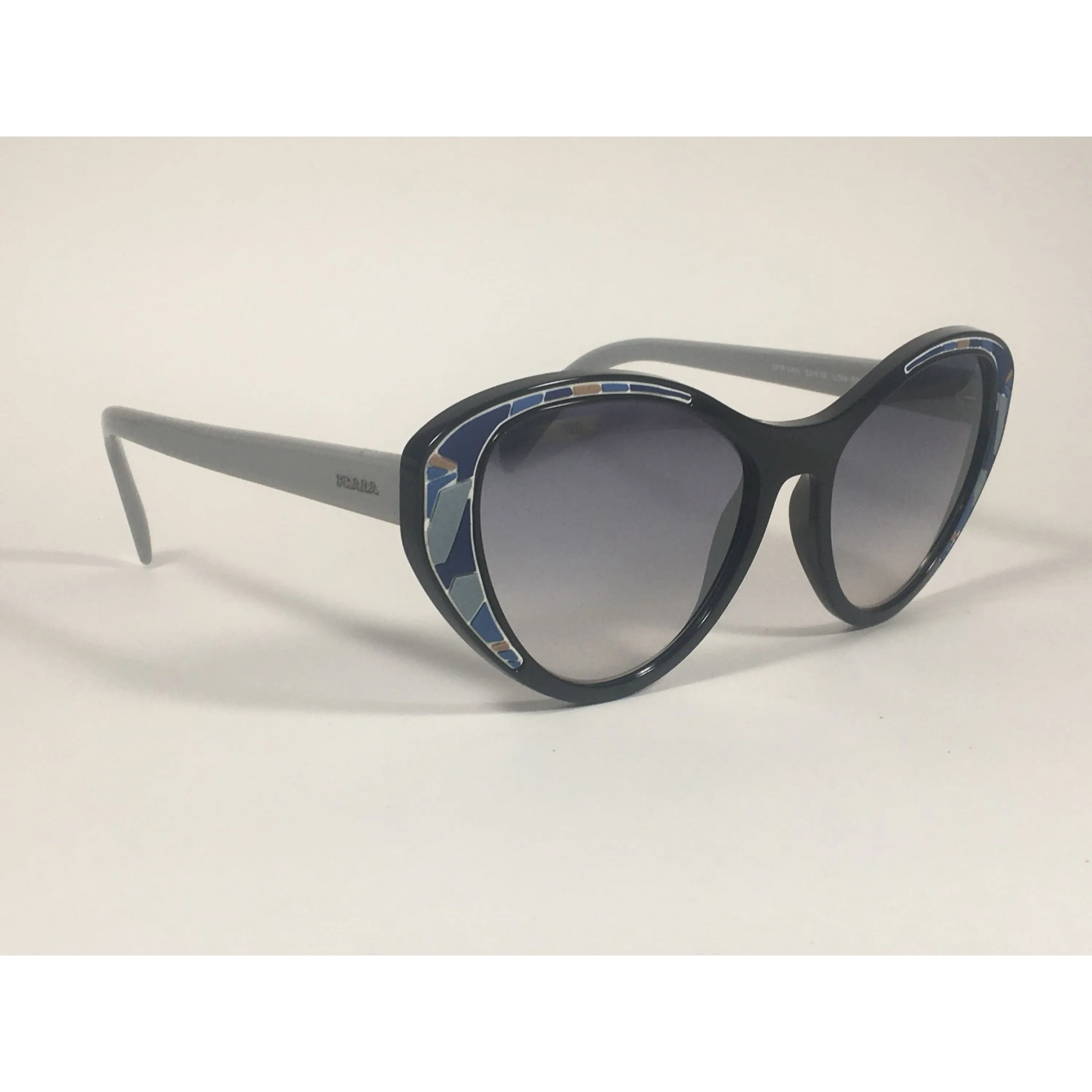 Prada Tapestry Sunglasses Gray Black Blue Gradient Lens SPR14U LDM-5R0