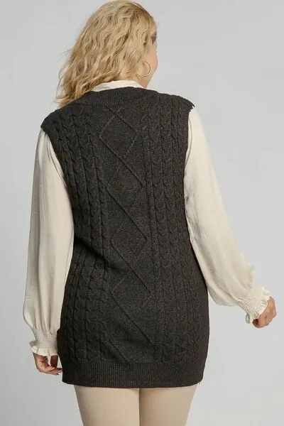 Preppy And Proud Cable V-Neck Vest Sweater