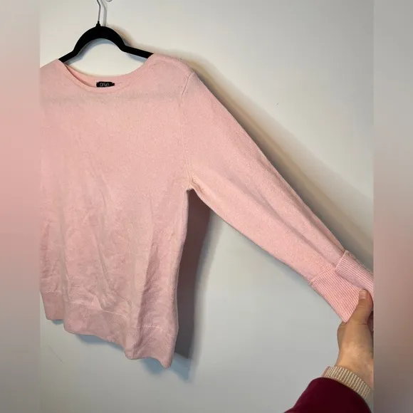 Prive 100% Cashmere Boatneck Pullover Button Cuff Sz M Pastel Pink