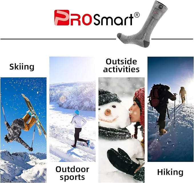 PROSmart Heated Socks Rechargeable Electric Sock - Battery Operated Thermal Warming Socks for Men & Women Suitable for Outdoor Hunting Cold Winter Skiing Camping