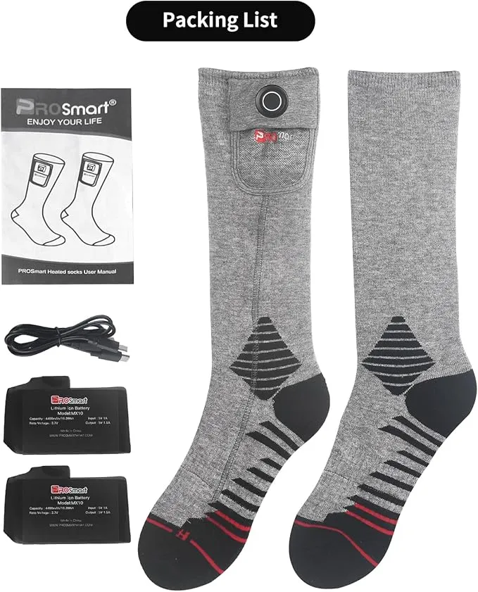 PROSmart Heated Socks Rechargeable Electric Sock - Battery Operated Thermal Warming Socks for Men & Women Suitable for Outdoor Hunting Cold Winter Skiing Camping