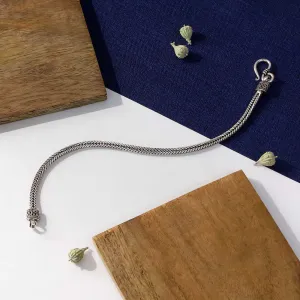 Pure Silver Bracelet for men - Oxidised Snake Chain Style