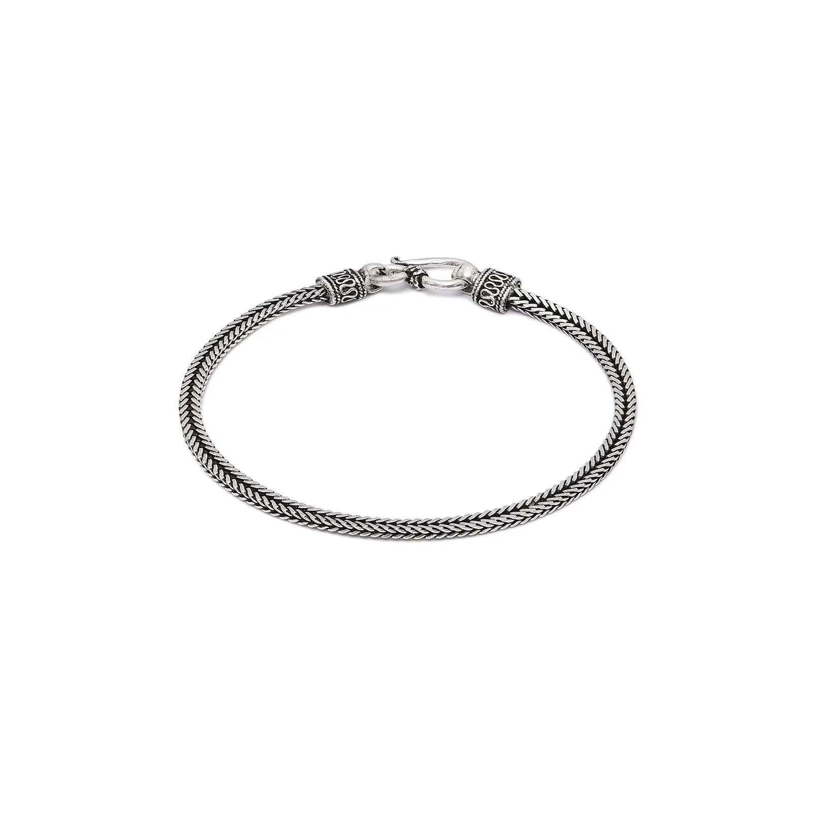 Pure Silver Bracelet for men - Oxidised Snake Chain Style