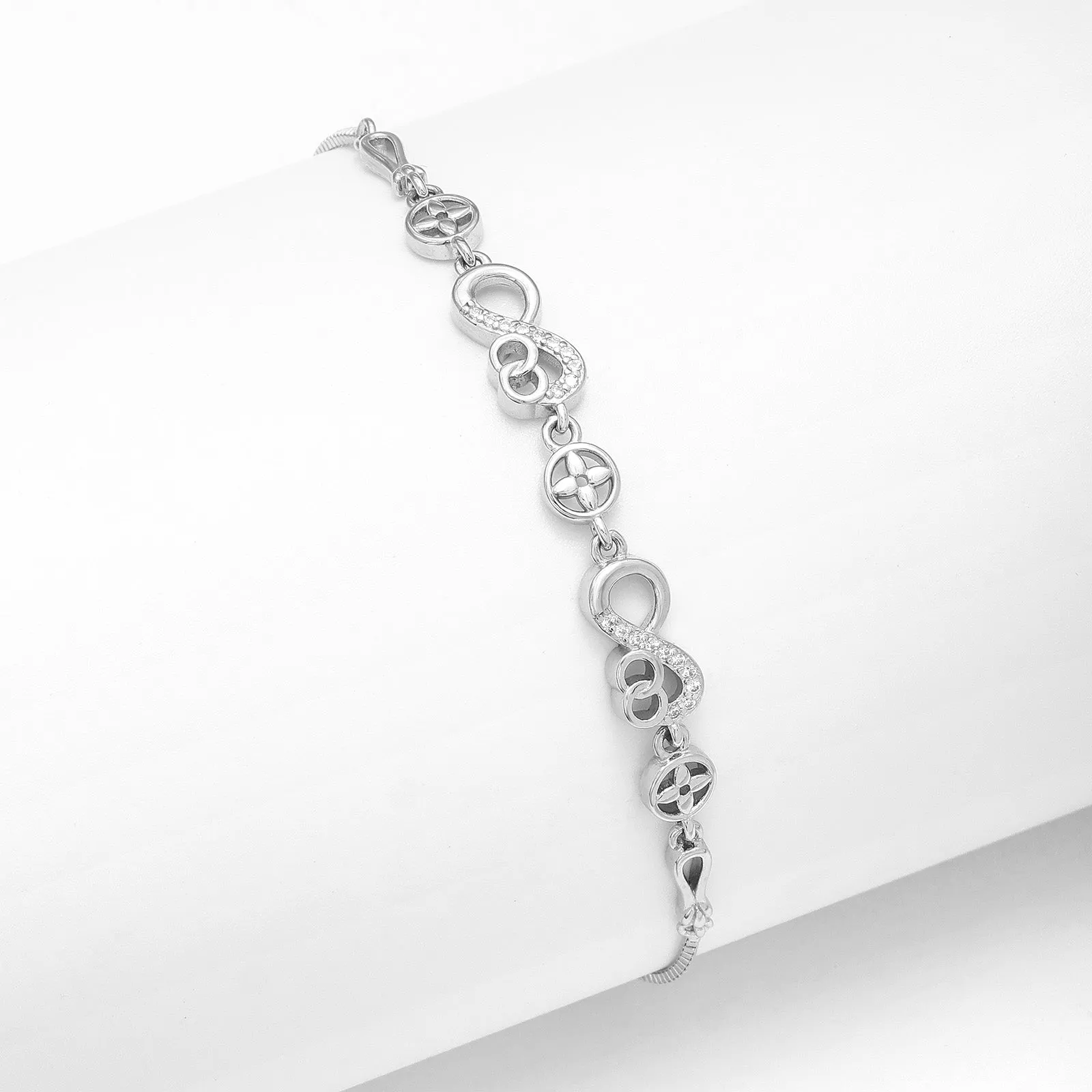 Pure Silver Bracelet - Infinity Bracelet with Diamond Sparkle