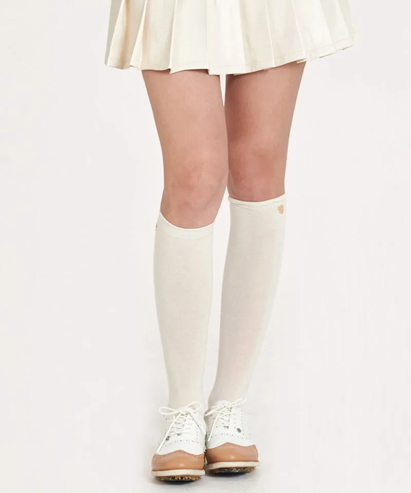 Q.C PLAY: Wool Hon Bang Heart Logo Soft Knee Socks Half Stockings - 3 Colors