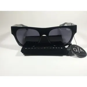 Quay Something Extra Square Sunglasses QW000297 Black Frame Gray Smoke Gradient Lens