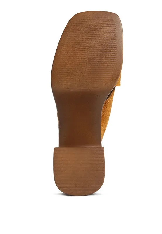 Rag & Co Matrix Criss Cross Suede Strap Block Heel Sandals