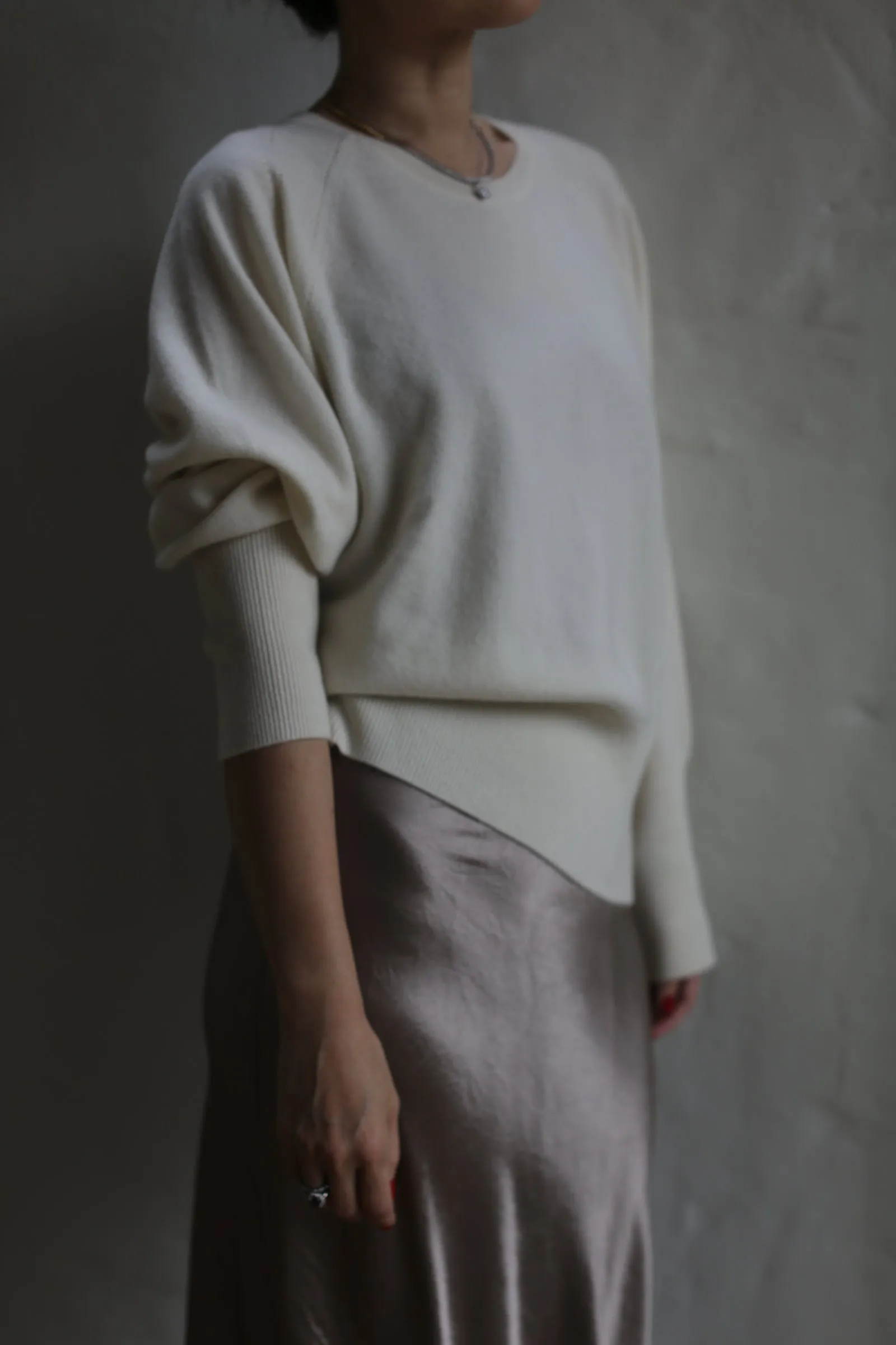 Raglan Crewneck Cashmere Sweater | Ivory