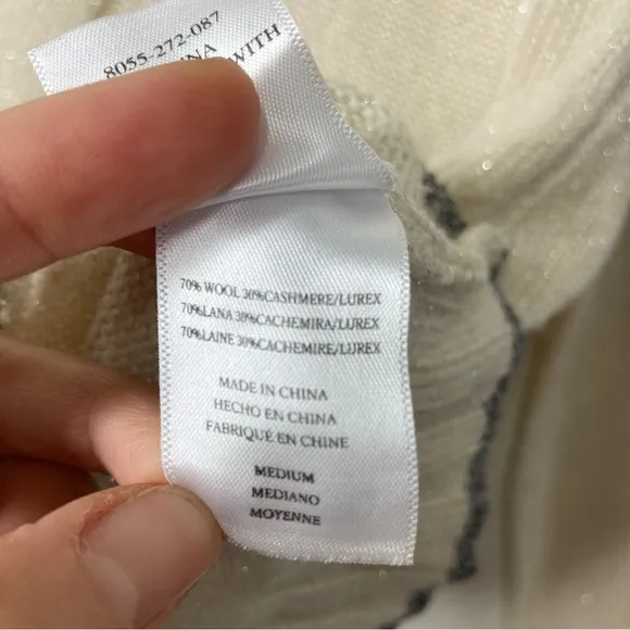 RAILS Joanna Wool &amp; Cashmere Sweater Medium Cream Crew Neck Minimalist