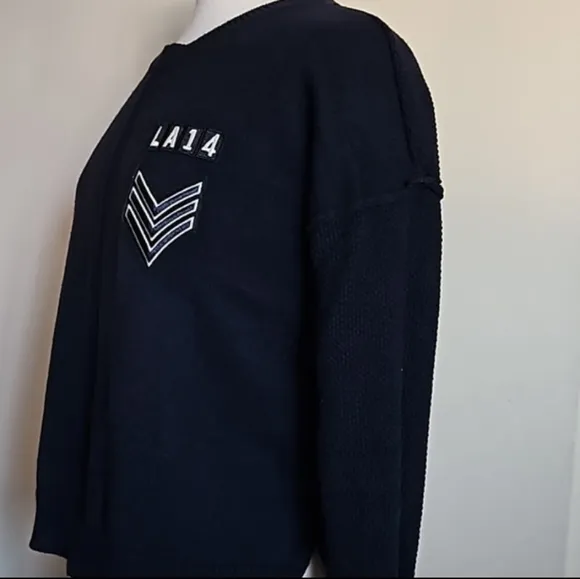 Rails Stafford Navy Patch Cashmere Blend Army Jumper S