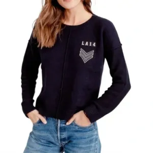 Rails Stafford Navy Patch Cashmere Blend Army Jumper S