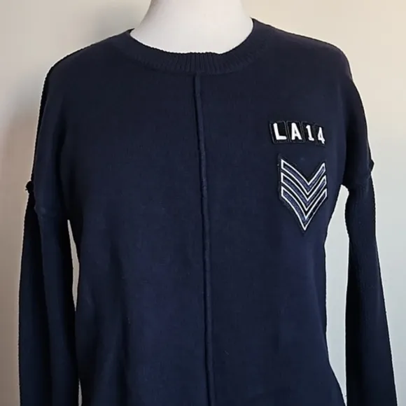 Rails Stafford Navy Patch Cashmere Blend Army Jumper S