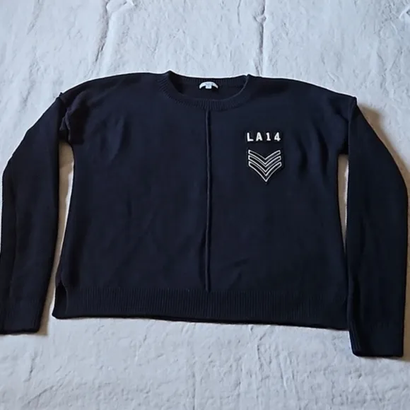 Rails Stafford Navy Patch Cashmere Blend Army Jumper S