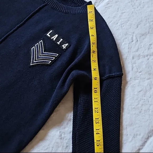 Rails Stafford Navy Patch Cashmere Blend Army Jumper S