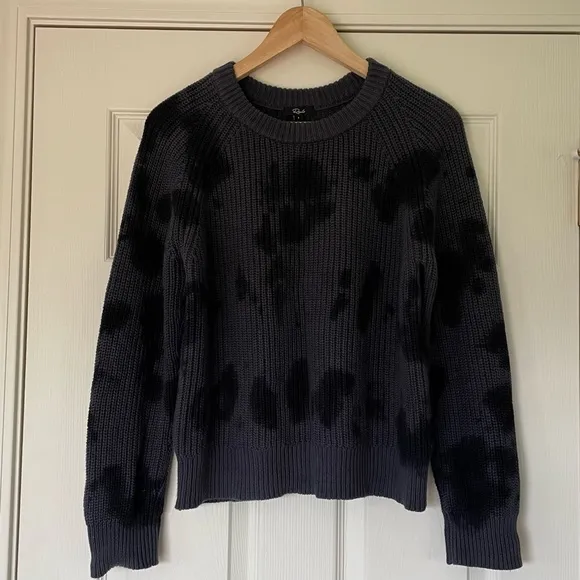 Rails Venus Tie Dye Iron Black Crew Neck Cotton Cashmere blend Sweater size S