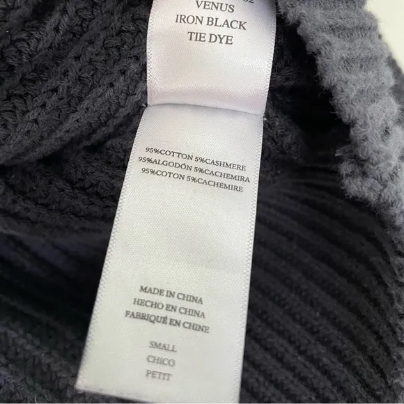 Rails Venus Tie Dye Iron Black Crew Neck Cotton Cashmere blend Sweater size S
