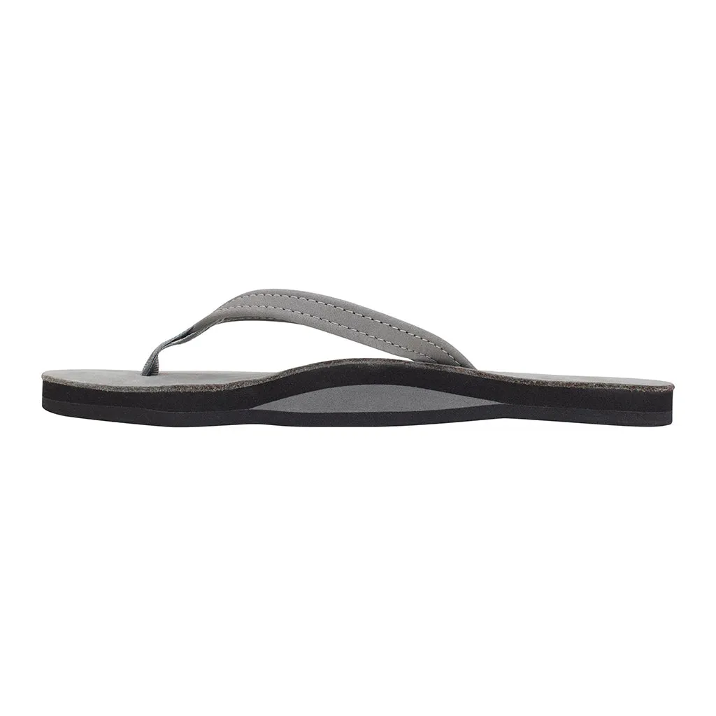 Rainbow 1/2" Narrow Strap Grey womens single premium layer leather sandal