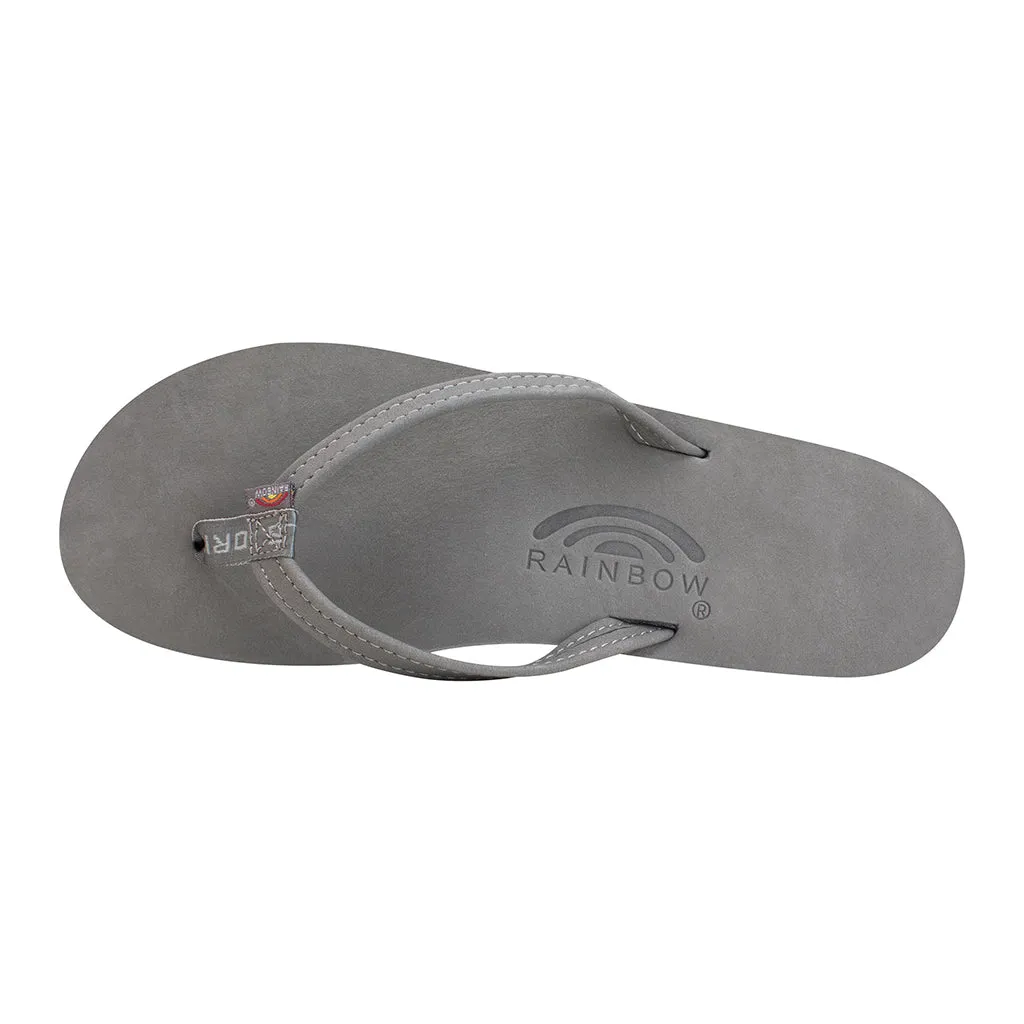 Rainbow 1/2" Narrow Strap Grey womens single premium layer leather sandal