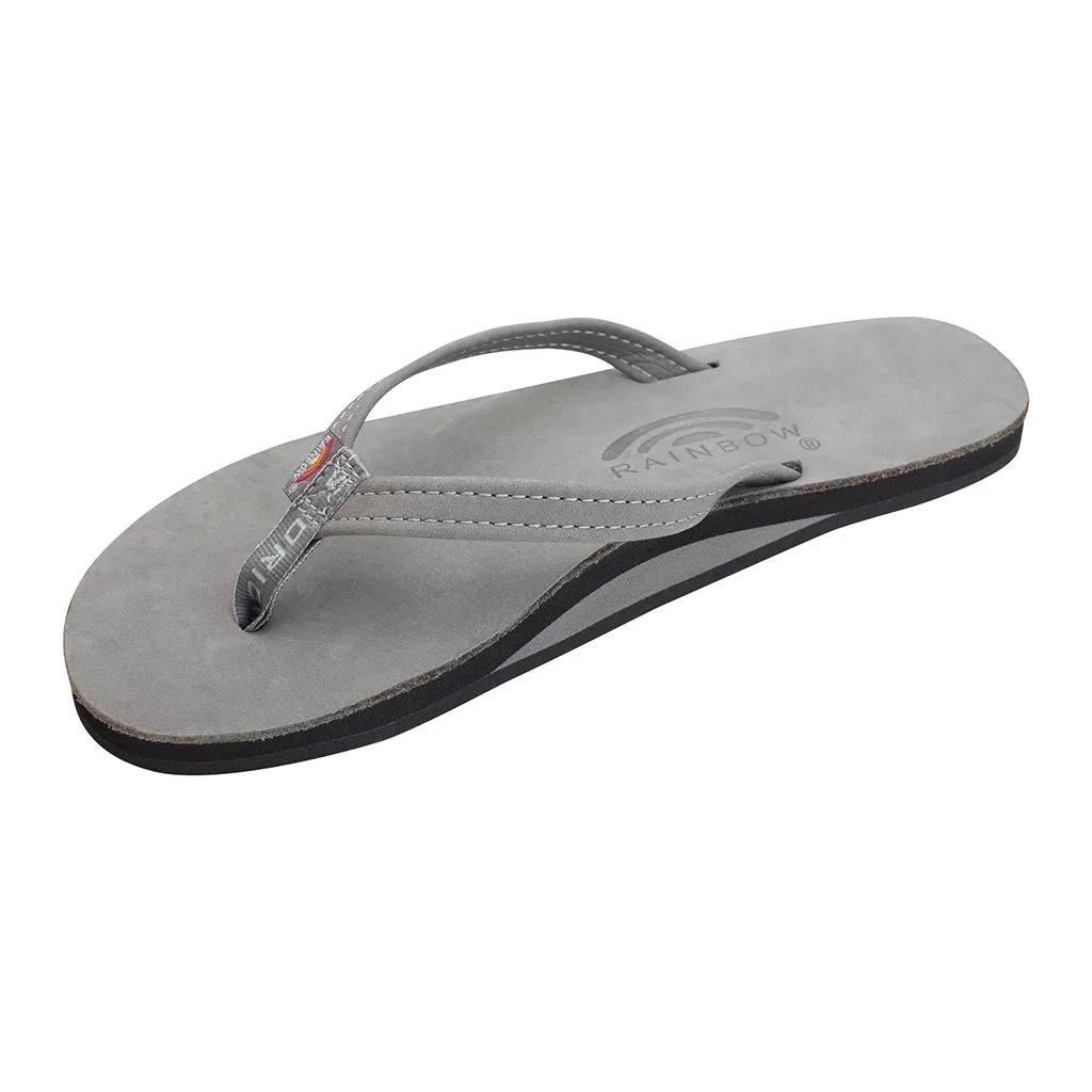 Rainbow 1/2" Narrow Strap Grey womens single premium layer leather sandal