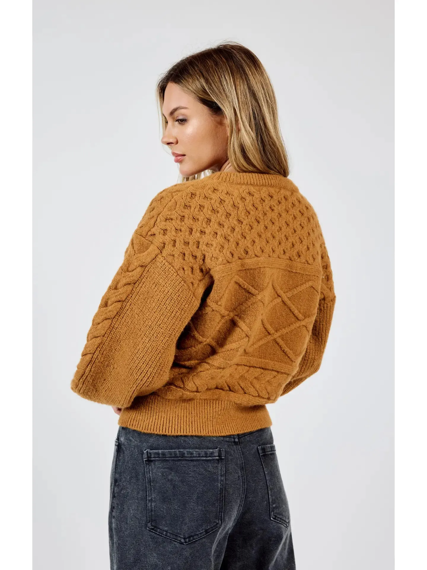 Raised Knit Sweater {Brown}