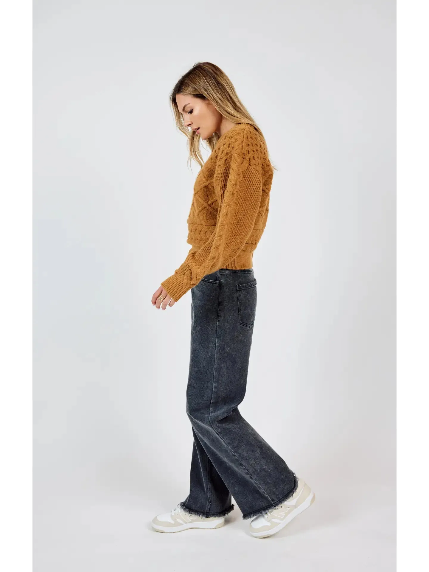 Raised Knit Sweater {Brown}