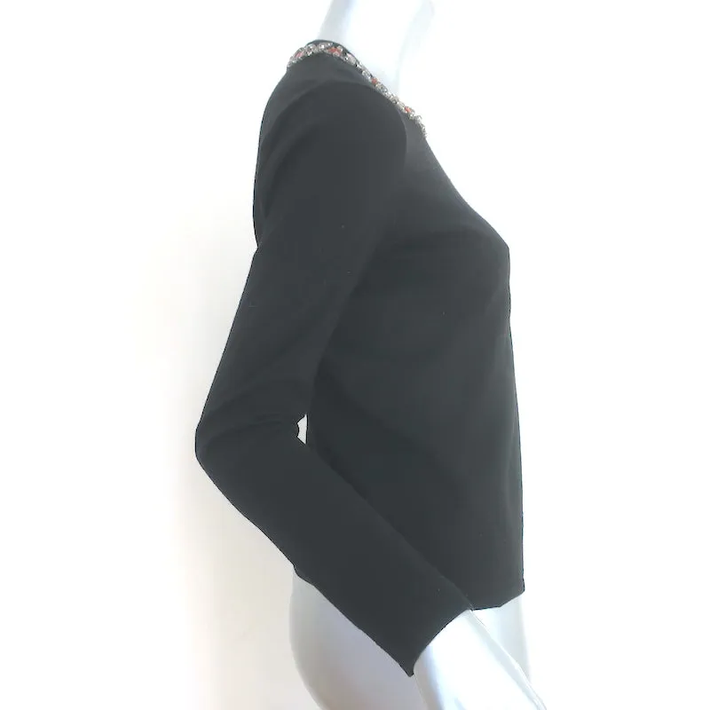 Ralph Lauren Collection Jewel-Neck Sweater Black Stretch Cashmere Size Medium