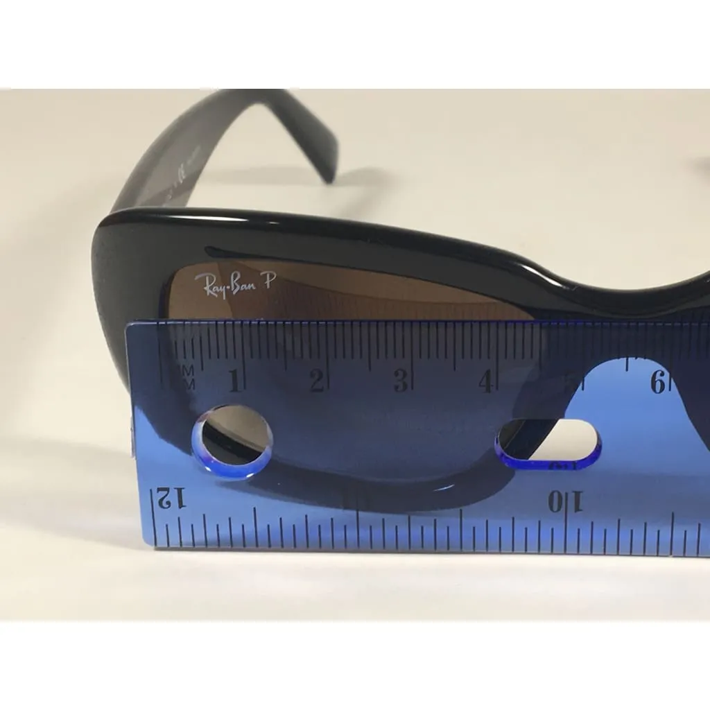 Ray-Ban Highstreet Polarized Sunglasses Flat Oval Black Gloss Brown Lens RB4122 601/T5