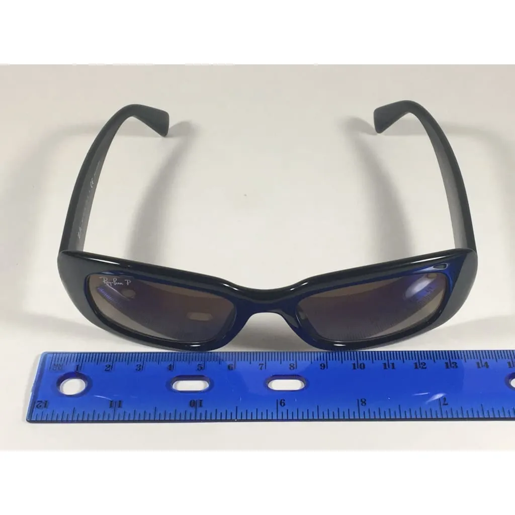 Ray-Ban Highstreet Polarized Sunglasses Flat Oval Black Gloss Brown Lens RB4122 601/T5