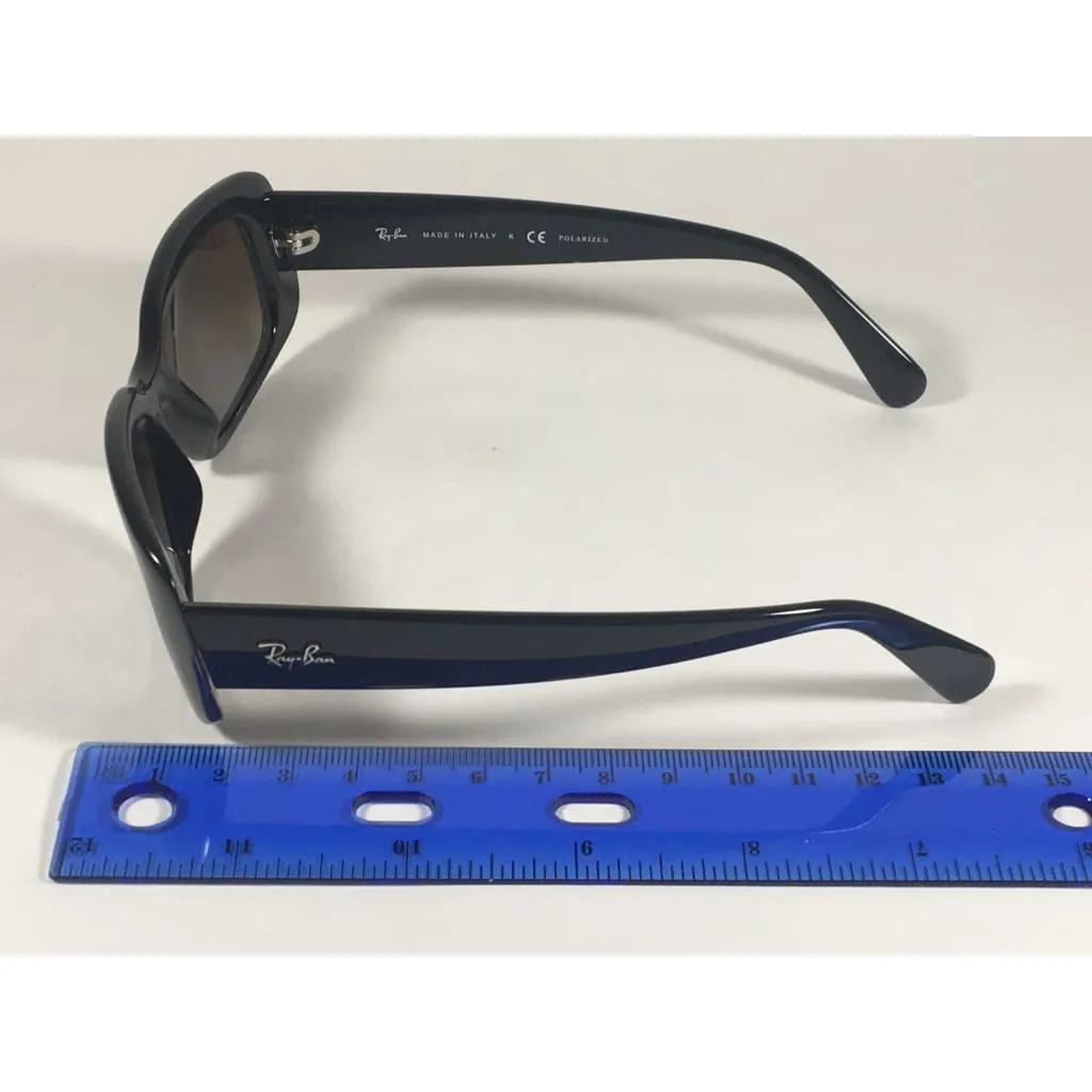Ray-Ban Highstreet Polarized Sunglasses Flat Oval Black Gloss Brown Lens RB4122 601/T5