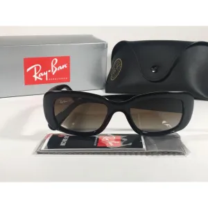 Ray-Ban Highstreet Polarized Sunglasses Flat Oval Black Gloss Brown Lens RB4122 601/T5