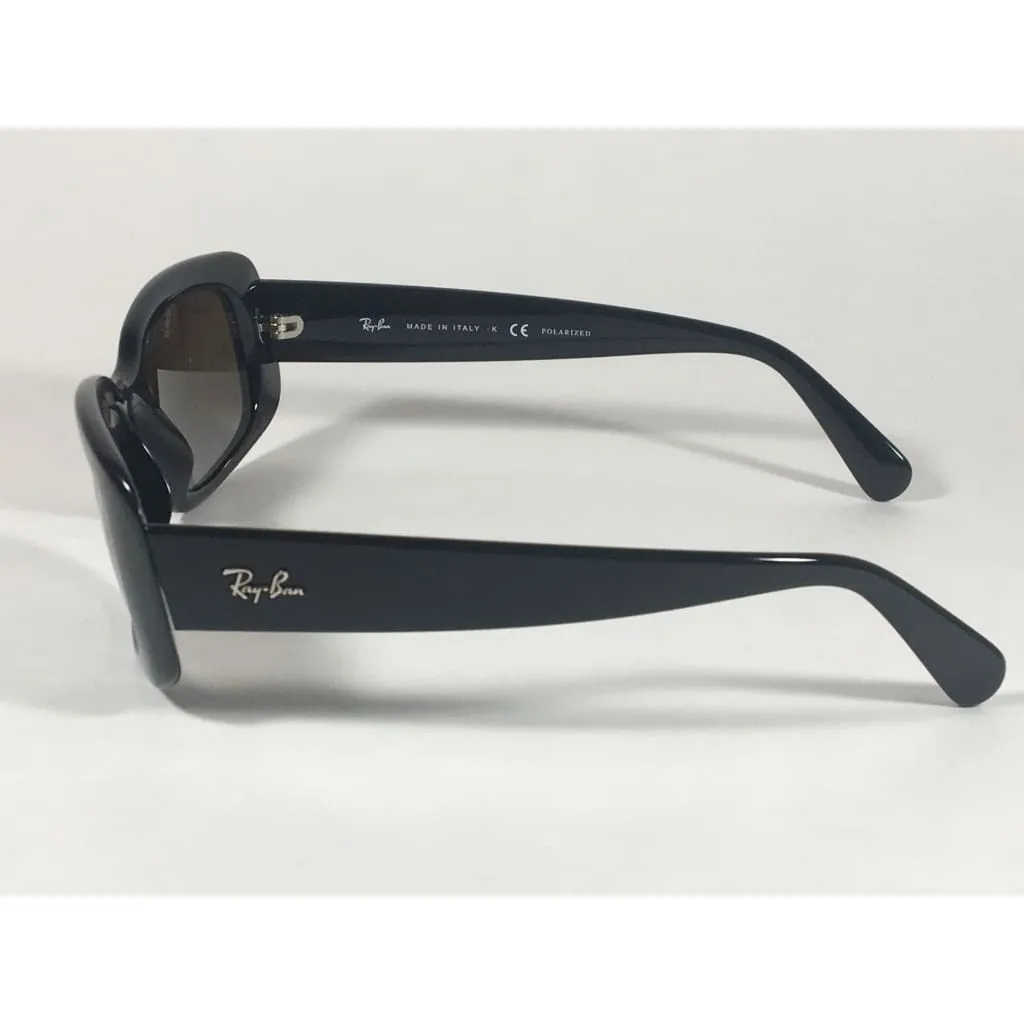 Ray-Ban Highstreet Polarized Sunglasses Flat Oval Black Gloss Brown Lens RB4122 601/T5