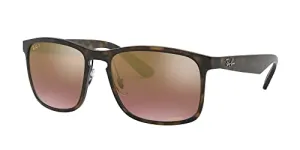 Ray-Ban Men's RB4264 Chromance Square Sunglasses, Matte Havana/Polarized Purple Mirrored Gold Gradient, 58 mm   0