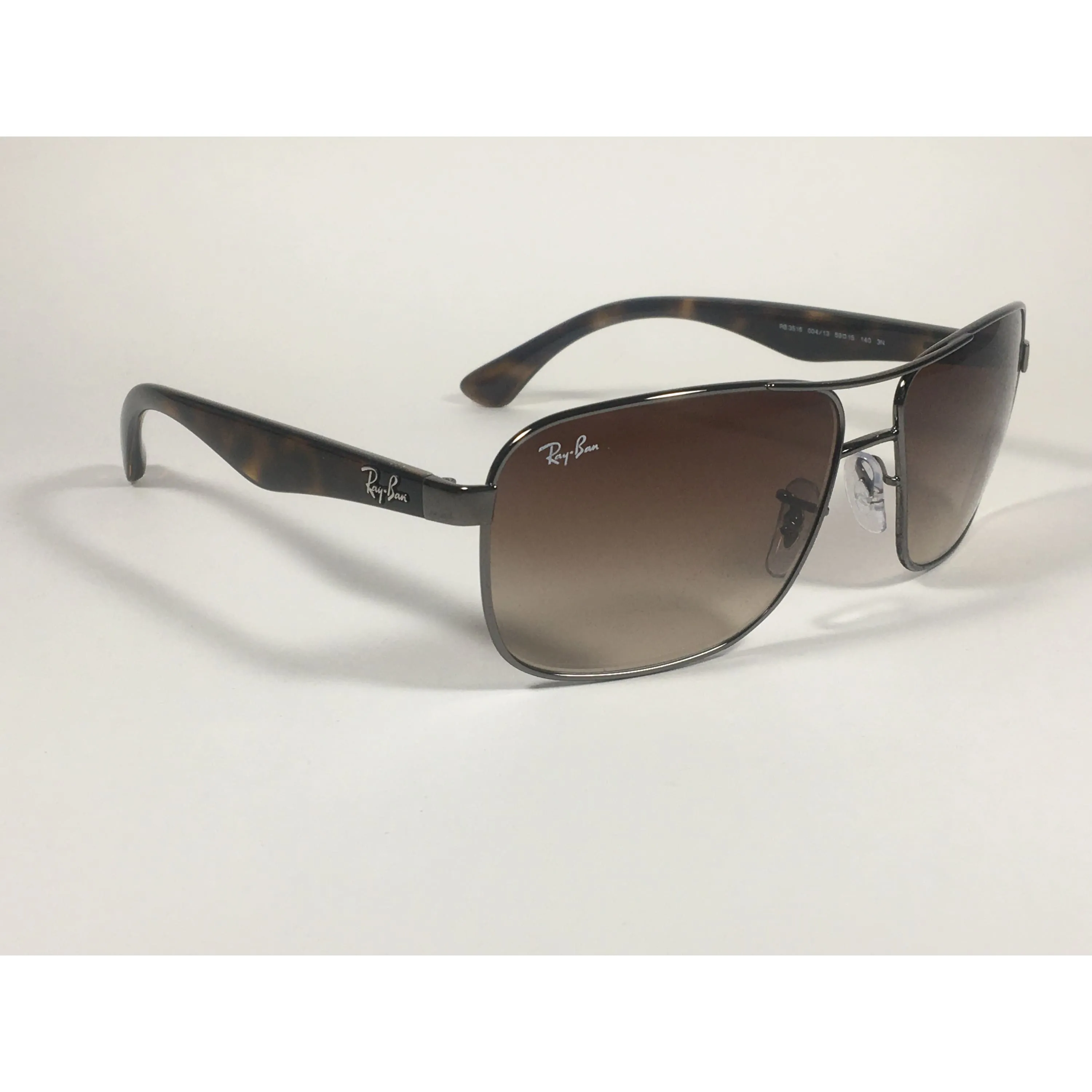 Ray-Ban Navigator Sunglasses Gunmetal Brown Gradient Rectangle Lens RB3516 004/13