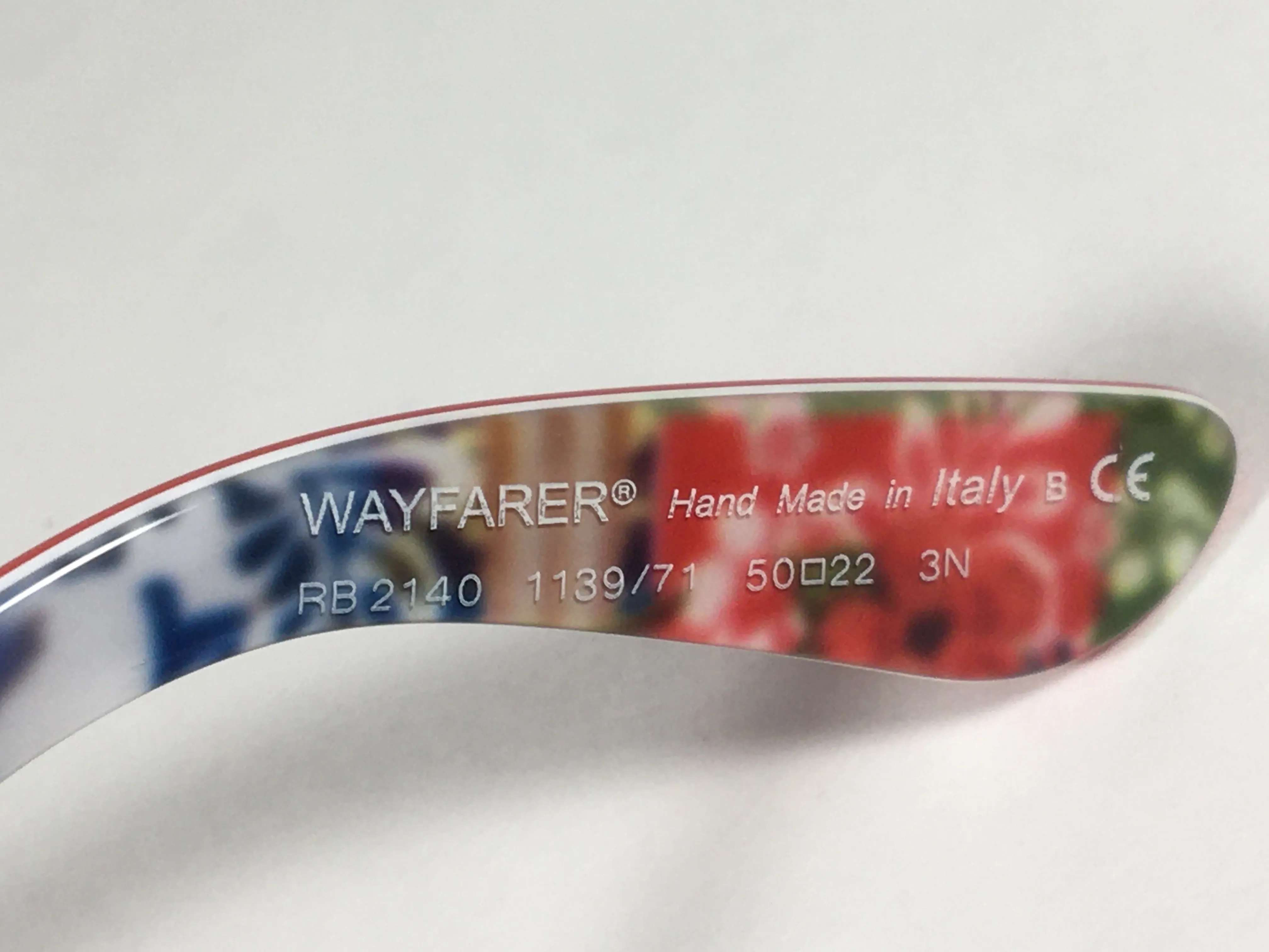 Ray-Ban Rare Prints Series #11 Wayfarer Sunglasses Red Coral Print Frame Gray Gradient Lens RB2140 1139/71