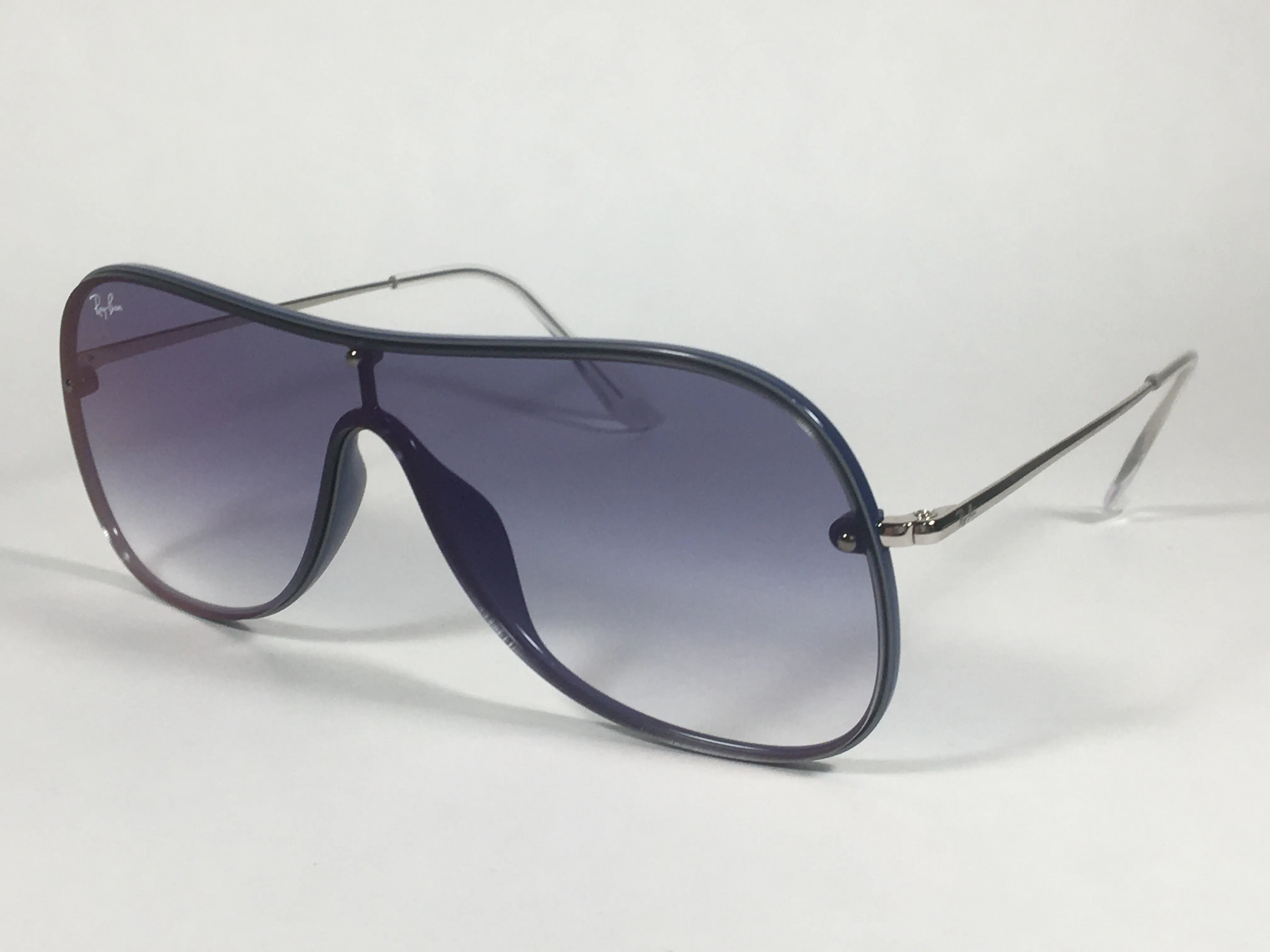 Ray-Ban Shield Sunglasses Silver Blue Frame Blue Gradient Lens RB4311N 6374/X0